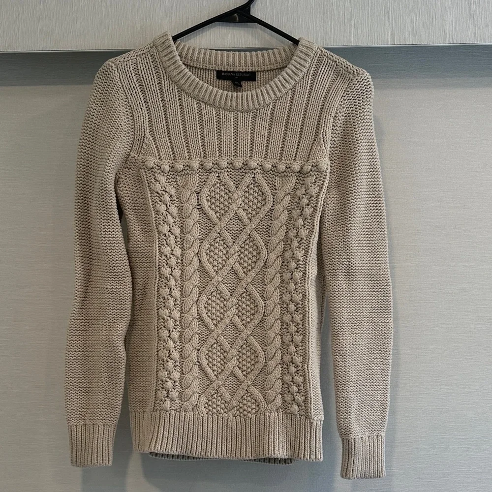 Banana Republic Beige Cable Knit Sweater XS - Picture 1 of 4
